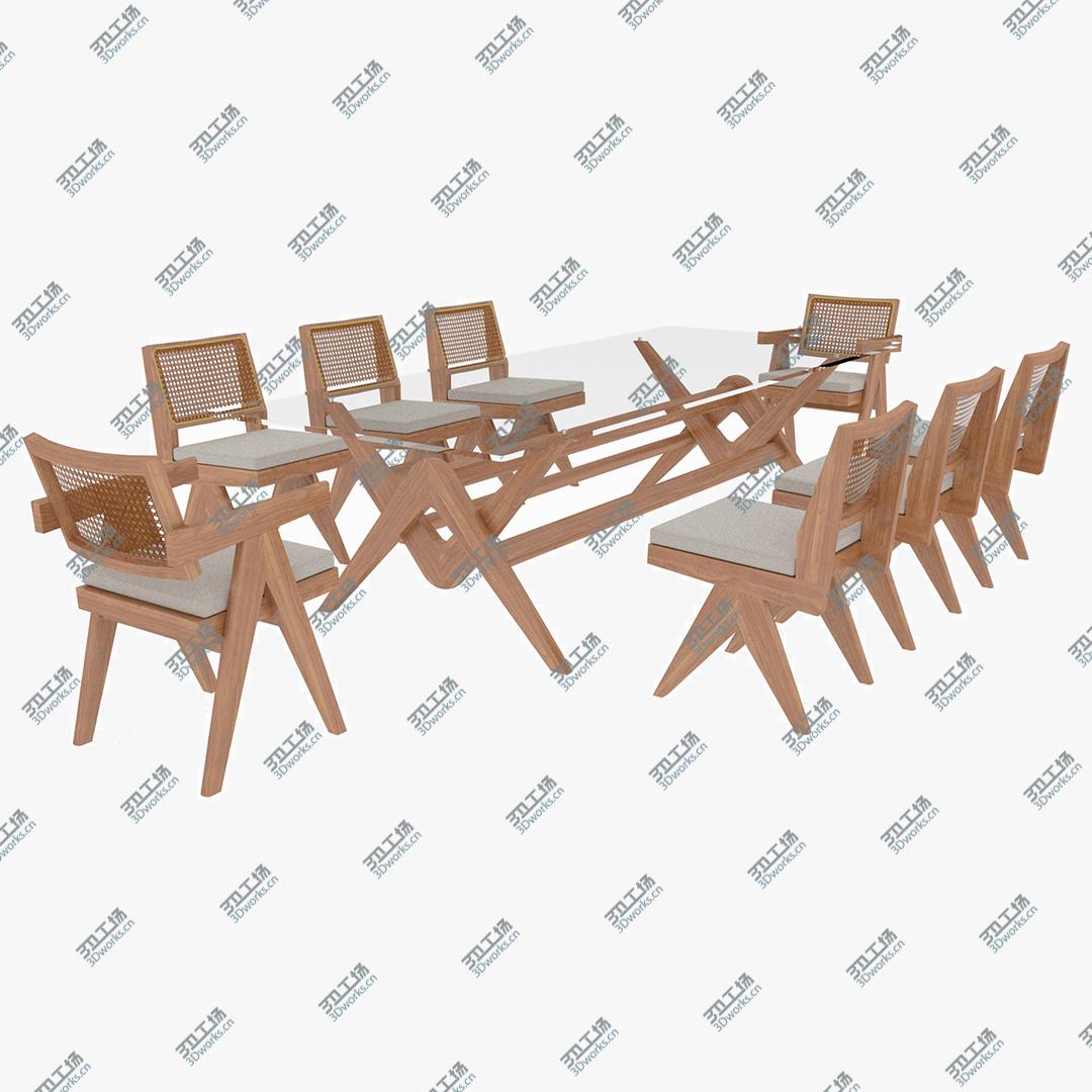 images/goods_img/202105073/3D Cassina Jeanneret Capitol Complex Glass Table with Office Chair and Wooden Chair Set/1.jpg